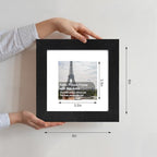 Hongkee 6x6 Picture Frame Set of 4, Made of Glass and Rustic Black Wooden Frame - Display Picture 4x4 with Mat or 6 x 6 Without Mat, 6x6 Photo for Wall or Tabletop - Image 2