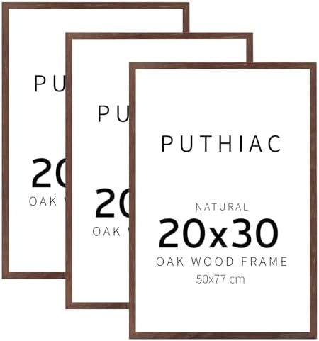 puthiac 20x30 Solid Oak Wood Picture Frames, Walnut, 3 Pack by PUTHIAC
