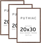 puthiac 20x30 Solid Oak Wood Picture Frames, Walnut, 3 Pack by PUTHIAC