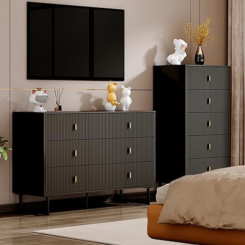 Chrangmay Modern Chest of Drawers with 6 Drawers,Deep Drawers,Clothes Organizer,Large Storage Cabinet for Living Room, Bedroom,Hallway,with Anti-Tipping Device,Dark - Image 7