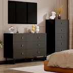 Chrangmay Modern Chest of Drawers with 6 Drawers,Deep Drawers,Clothes Organizer,Large Storage Cabinet for Living Room, Bedroom,Hallway,with Anti-Tipping Device,Dark - Image 7
