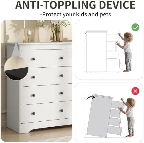White Dresser for Bedroom, 8 Drawer Dresser with Large Drawers, 51 Inch Wide Wood Chest for Living Room, Hallway - Image 7