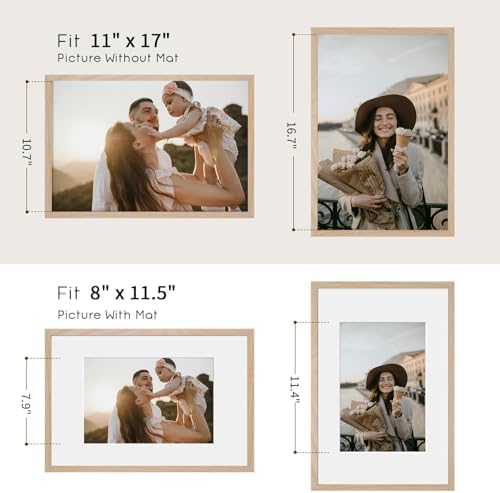 puthiac 11x17 Solid Oak Wood Picture Frame, Natural Oak, 1 Pack - Image 4
