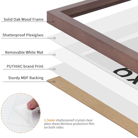 puthiac 6x6 Solid Oak Wood Picture Frame, Walnut, 1 Pack - Image 2