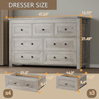 BORNOON 7-Drawer Dresser, Modern Wooden Storage Chest of Drawers, Dresser TV Stand, Wood Drawer Organizer with Metal Handles for Bedroom, Living Room, Hallway - Image 2