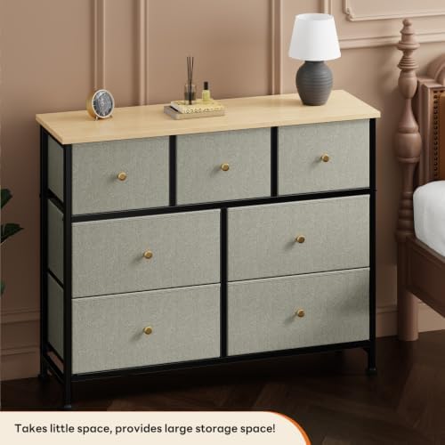 Sweetcrispy 7 Drawer Dresser for Bedroom Storage with Fabric Bin, Ink Green - Image 4