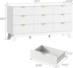 Wodeer 9 Drawer Fluted Dresser for Bedroom, Mid Century Modern Dresser with 9 Drawers, Dressers & Chests of Drawers with Metal Handle, TV Stand & Storage Organizer for Entryway, Hallway, White - Image 2