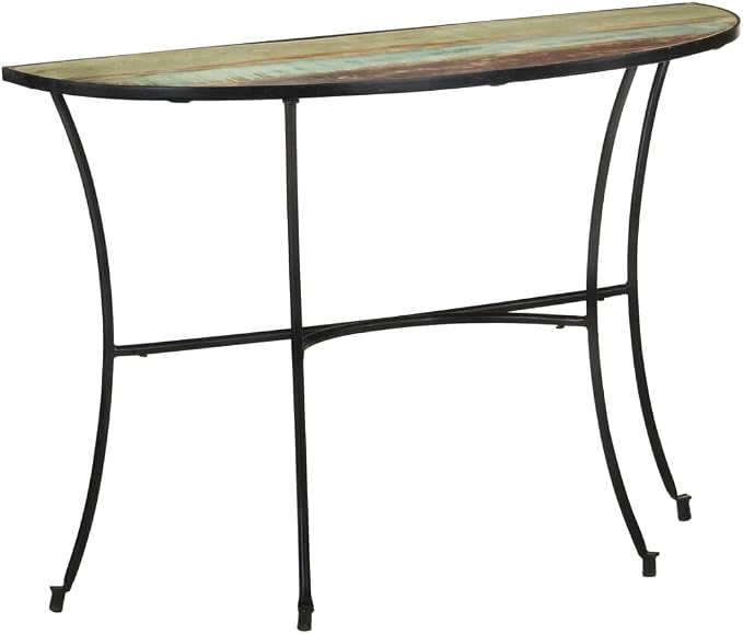Half Circle Side Table 43.3x15.7x30.3 Inches Solid Reclaimed Wood by WHOPBXGAD