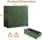 MAISONARIA Green Fluted Dresser for Bedroom, 32 Inch Wide Nightstand with Large Drawer, 3 Drawer End Table for Bedroom, Living Rooms, Offices, and Entryways - Image 2