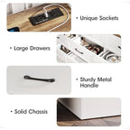 Fameill Dresser for Bedroom, 9 Drawer Wide Dresser Organizer with Charging Station, Tall Dresser for Hallway, Wood Dresser with Metal Handles, Farmhouse White - Image 5
