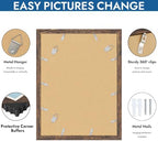 Hongkee 12x16 Picture Frame Set of 4, 12 x 16 Rustic Brown Wood(Mat 11x14) - Image 5