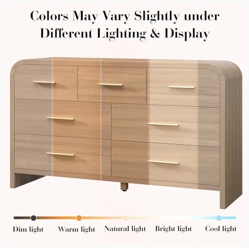 Curved Drawer Dresser for Bedroom with 7 Drawers, 54'' Wide Chest of Drawer - Image 3