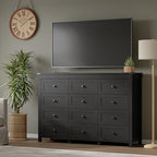 BORNOON 12-Drawer Dresser, Modern Wooden Storage Chest of Drawers, Dresser TV Stand, Wood Drawer Organizer with Metal Handles for Bedroom, Living Room, Hallway - Image 5