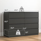 Vibe & Dine 8 Drawer Double Dressser, Modern Chest of Drawers with Wide Storage for Closet, Bedroom, Living Room, Black - Image 3