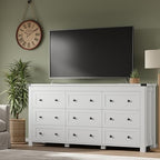 BORNOON 9-Drawer Dresser, Modern Wooden Storage Chest of Drawers, Dresser TV Stand, Wood Drawer Organizer with Metal Handles for Bedroom, Living Room, Hallway - Image 5