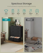 SONGMICS Dresser for Bedroom, Chest of Drawers, Steel, MDF, 8 Non-Woven Fabric Drawers, Storage Organizer Unit, Closet, Entryway, Ink Black and Ebony Black LGS124B01S - Image 4