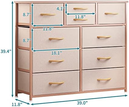 LUMTOK 10 Drawers Dresser with Fabric Bins for Bedroom,Closets，Dark Gray - Image 3