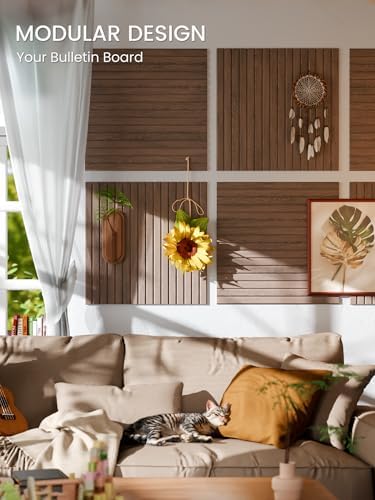 Fluxynara 6-Pack Large Felt Bulletin Board, Walnut Slat - Image 5