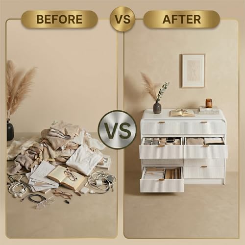FURSUN Fluted 8 Drawers Dresser for Bedroom, 55" Wide Wooden Dresser with Metal Handle, Curved Profile Design, Modern Storage Organizer for Bedroom, Living Room, Hallway, White - Image 5