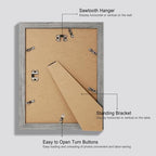 Hongkee 9x12 Picture Frame Set of 4, Made of Glass and Grey Wooden Frame - Display Picture 6x8 with Mat or 9 x 12 Without Mat, 9 by 12 Photo for Wall or Tabletop - Image 3