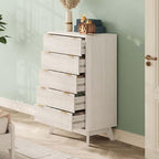 47" Wide Fluted 6 Drawers Dresser for Bedroom,Curved Edge,White - Image 3