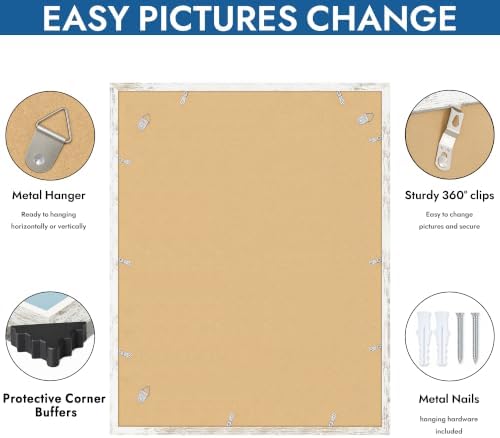 Hongkee 22x28 Frame Set of 4, 22 x 28 Distressed White Wood(Mat 18x24) - Image 5