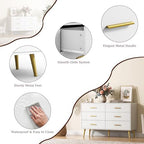 White 6 Drawer Dresser for Bedroom, 47" Wood Dresser with Gold Handles. - Image 6