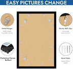 Hongkee 12x18 Picture Frame Set of 4, 12 x 18 Black Wood Style(Mat 8.5x11) - Image 5