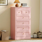 wanan Tall 6 Drawer Dresser for Bedroom, Pink Modern 43.3'' Tall Wood Chest of Drawers, Storage Organizer with Smooth Metal Rails & Anti-Tip Kit for Closet, Hallway, Living Room - Image 4