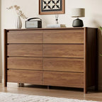 HOUROM Walnut Dresser for Bedroom,55"Wide 8 Drawer Mid Century Modern Chest by HOUROMDresserforBedroom
