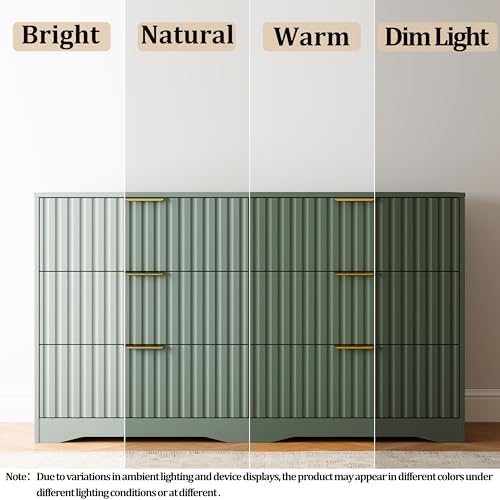 Fluted 6 Drawers Dresser for Bedroom, 55" Wide Wood Dressers, Green - Image 5
