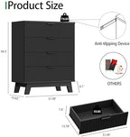 Xixini Fluted Nightstand with 4 Drawers, 31.5" Wide Side Table, Black - Image 2