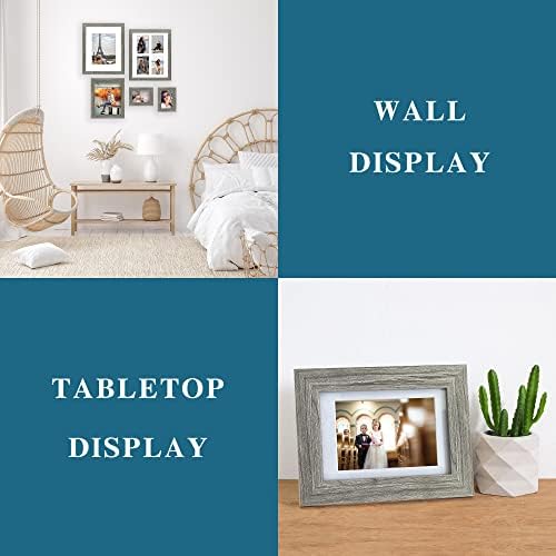 Hongkee 4x6 Picture Frame Set of 4, Made of Real Glass and Grey Wooden Frame, 4 by 6 Photo for Wall or Tabletop - Display Picture 3.5x5 with Mat or 4x6 Without Mat - Image 3