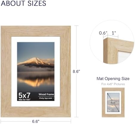 5x7 Picture Frame with Real Glass, Natural Oak Wood Frames, 3 Pack - Image 3