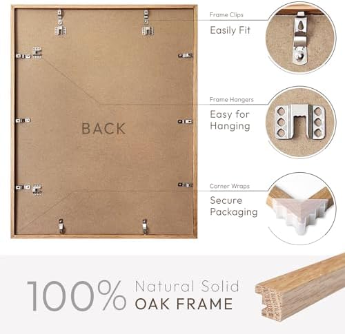 18x24 Poster Frame, Solid Oak Wood 18x24 Frames Matted to 16x20 - Image 4