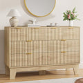Garvee 8 Drawer Dresser for Bedroom, 47" Wide Fluted Chest of Drawers, Oak by Garvee