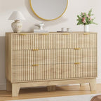 Garvee 8 Drawer Dresser for Bedroom, 47" Wide Fluted Chest of Drawers, Oak by Garvee