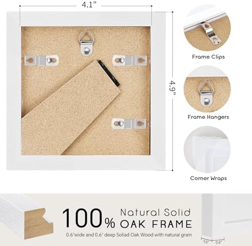 puthiac 4x4 Solid Oak Wood Picture Frames, White, 3 Pack - Image 3