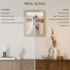 Hongkee 10x13 Picture Frame Set of 4, Made of Real Glass and Natural Oak Frame, 10 by 13 Photo for Wall or Tabletop - Display Picture 8.5x10 with Mat or 10x13 Without Mat - Image 4