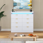 knoworld 8 Drawer Dresser for Bedroom, White Dresser with LED Lights and Power Outlet, Large Wooden Dressers Modern Chest of Drawers, Double Wide 8 Drawer Dressers for Bedroom, Entryway, Hallway - Image 6