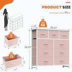 Sweetcrispy 9 Drawer Fabric Dresser Storage Tower Drawer Organizer, Pink - Image 3