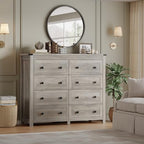 BORNOON Tall 8-Drawer Dresser, Modern Wooden Storage Chest of Drawers, Dresser TV Stand, Wood Drawer Organizer with Metal Handles for Bedroom, Living Room, Hallway - Image 6
