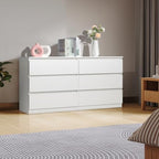 Karl home White 55-Inch 6 Drawer Modern Dresser, Bedroom Storage Chest - Image 4