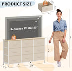 WLIVE Dresser TV Stand for 55 Inch TV, 9 Drawer Dresser for Bedroom, Beige - Image 3