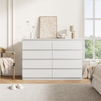 Modern 8 Drawer Dresser, Simply Chest of Drawers for Bedroom, Wood Storage Dresser with Deep Drawers for Living Room/Hallway/Entryway (White) - Image 3
