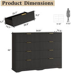 Fluted 8 Drawers Dresser for Bedroom, 55" Wide Wood Dressers, Black - Image 2