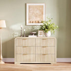 LINSY HOME 6-Drawer Fluted Dresser for Bedroom, Light Oak, Mid Century - Image 5