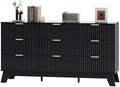 HUANLEGO Fluted Dresser for Bedroom with 9 Drawers, Black by HUANLEGO