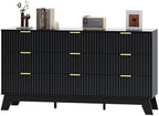 HUANLEGO Fluted Dresser for Bedroom with 9 Drawers, Black by HUANLEGO