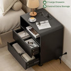 Lulive Night Stand, Bedside End Table with Charging Station, Black - Image 4